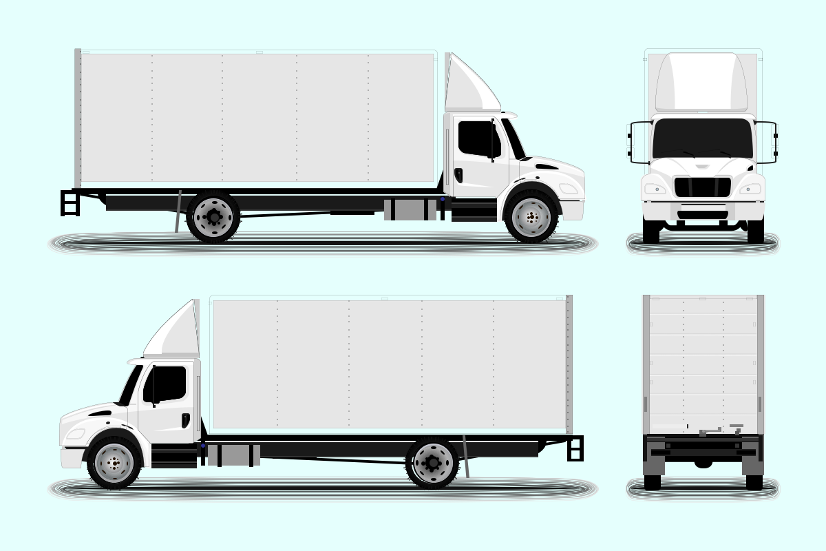 "Different truck body types showing MS steel, aluminium, and FRP cargo body options for Indian trucks