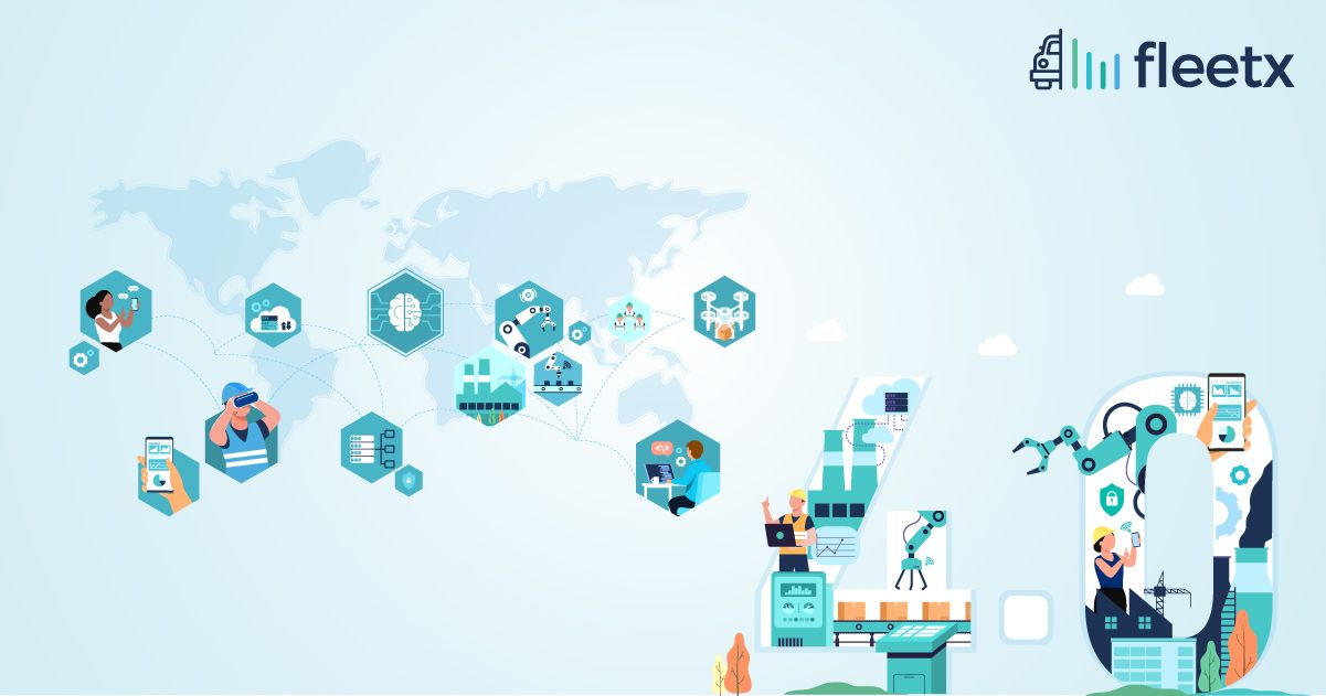 Illustration of AI, automation, and smart manufacturing driving digital transformation in logistics and supply chain operations.