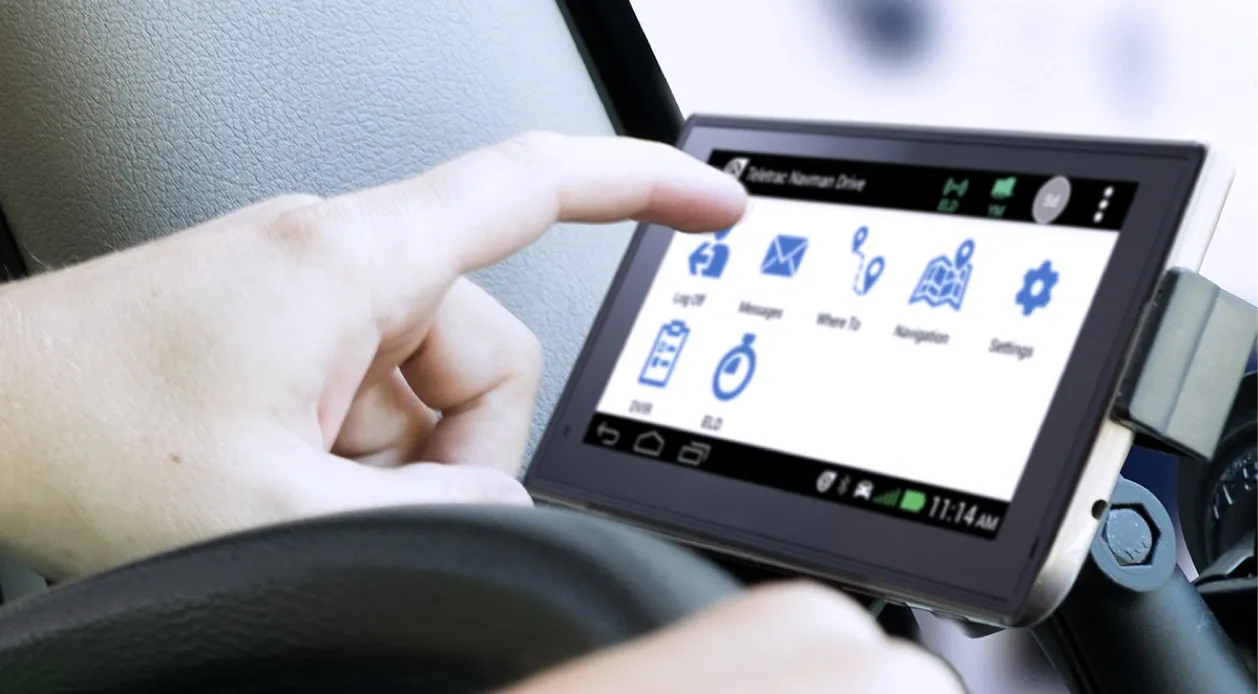 Electronic logging device for fleet safety, driver compliance, hours-of-service tracking, and logistics management.